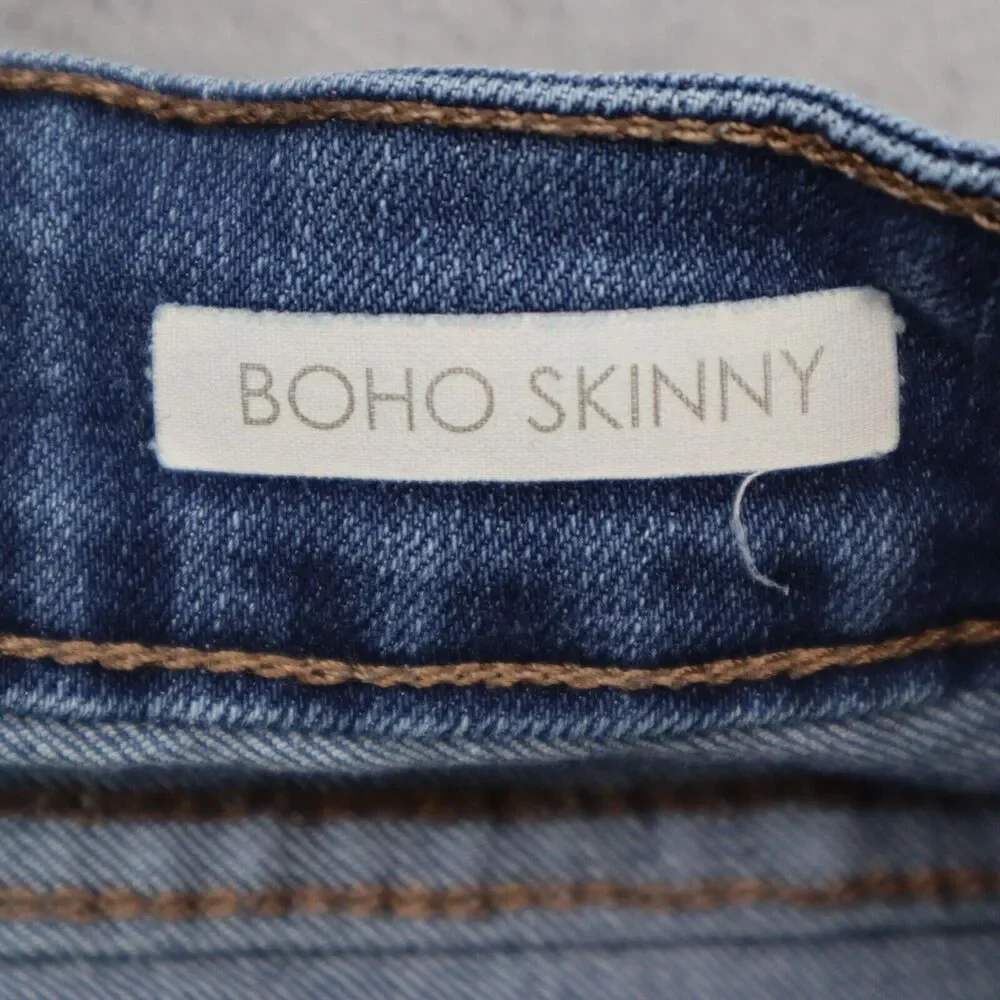 Vintage America Pants Womens 6 Blue Mid Rise Boho Skinny Jeans Bottoms